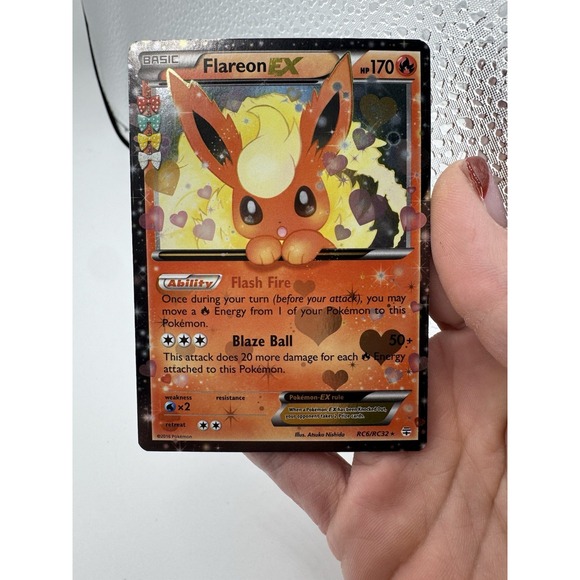 Pokemon TCG Flareon EX RC6-32 Generations Radiant Collection LP Eevvee Jolteon - Picture 1 of 16